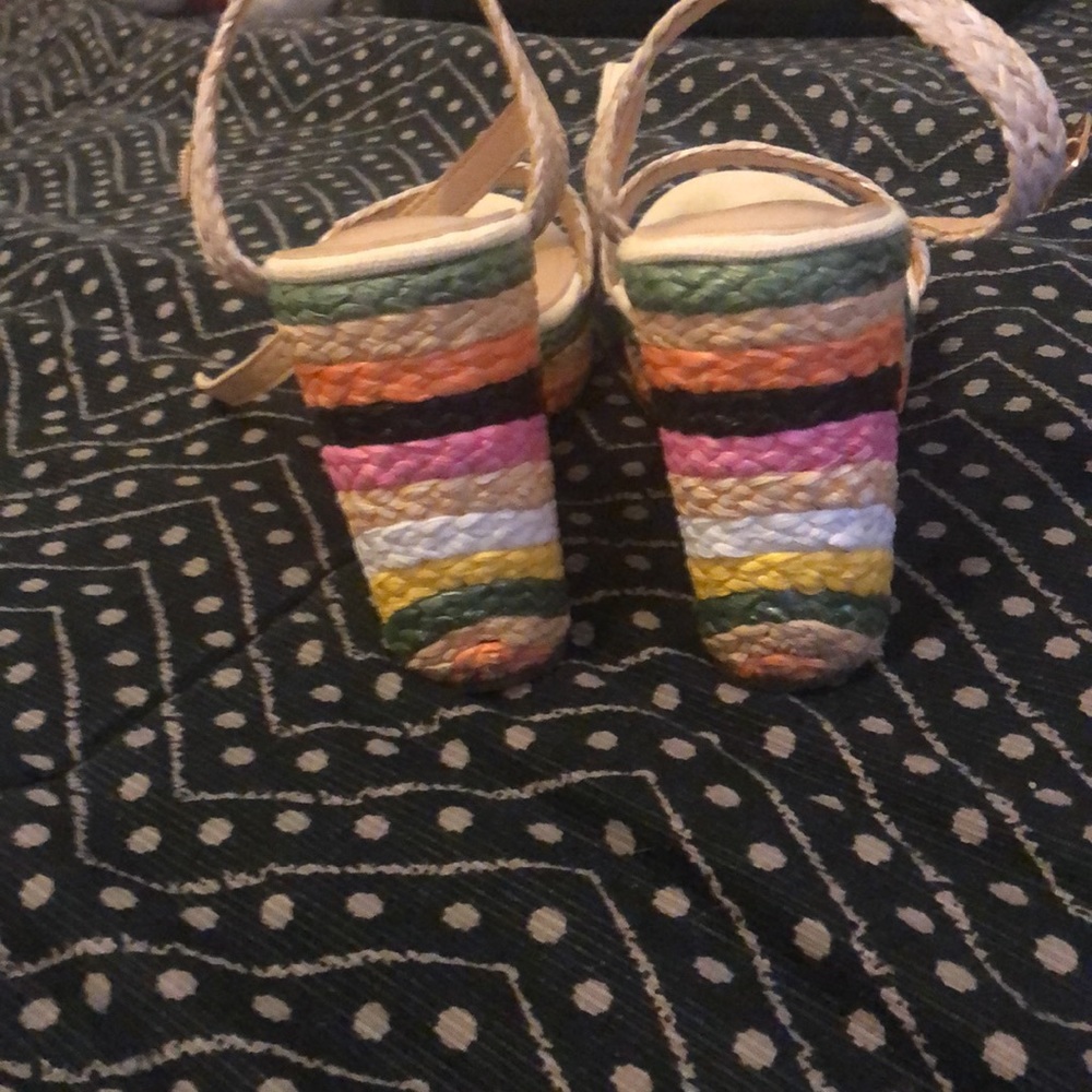 Platform Multi Colored Braid Look Washed Sandals - image 3